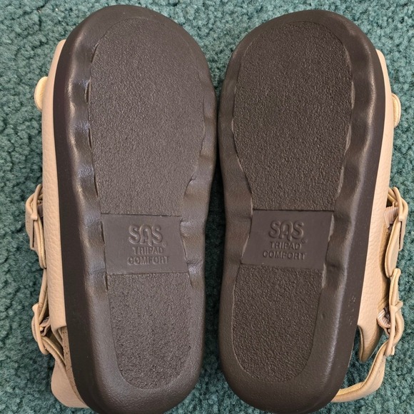 SAS Womens 7.5WW Relaxed Natural Leather Slingback Sandals Buckle Casual Comfort - Picture 10 of 10